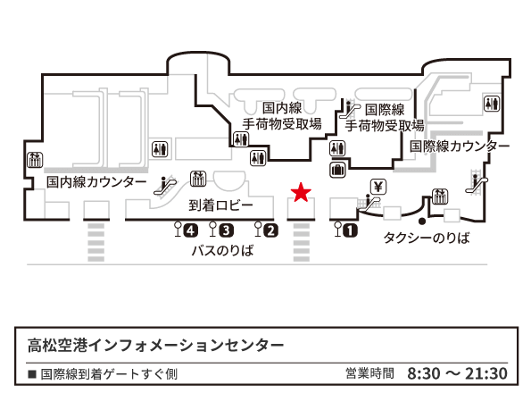 高松空港(1F)到着ロビー 高松空港インフォメーションセンター 地図